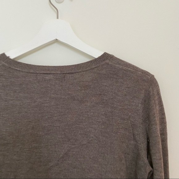 Banana Republic Sweater Brown Tan Crew Neck Long Sleeve Side Zipper Small Petite - Picture 5 of 7